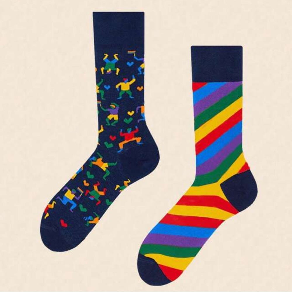 •Living In Color• Graphic All Over Mismatch Unisex Crew Socks 3 for $21